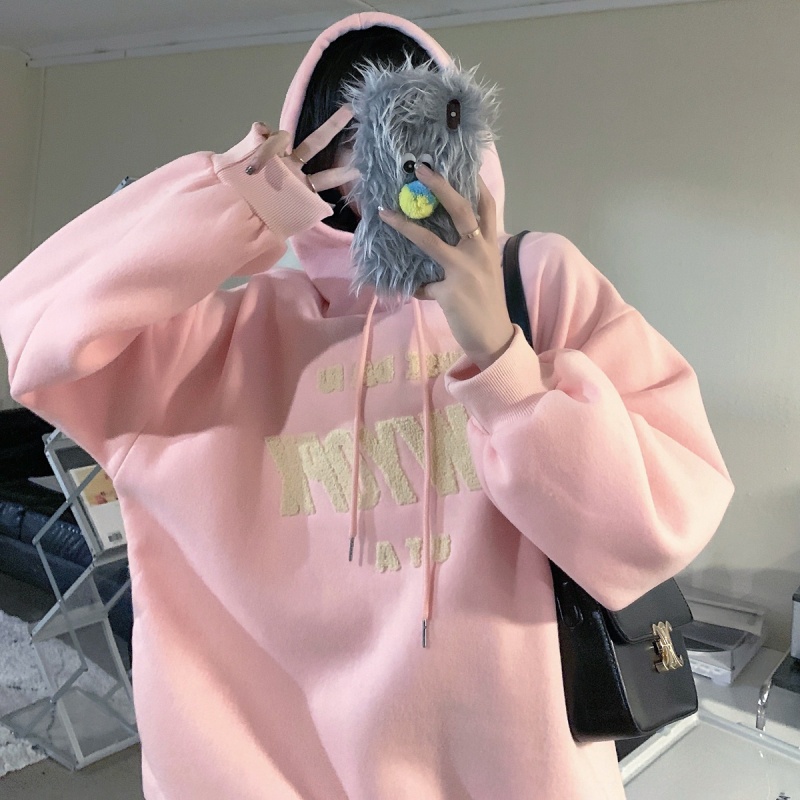 SUXI Áo nỉ nữ dài tay có mũ thời trang Hàn