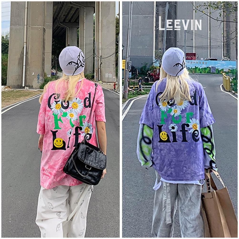 Áo thun Loang màu UNISEX Nam Nữ GOOD FOR LIFE FREESIZE - Áo phông tay lỡ Oversize - Leevin Store  ཾ ་