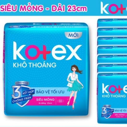 Băng Vệ Sinh Kotex Khô Thoáng Siêu Mỏng Cánh (8 Miếng / Gói)