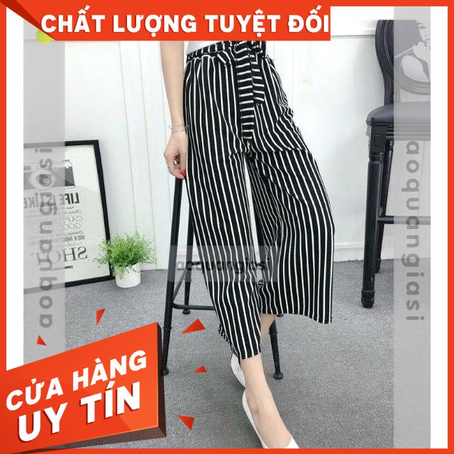 [GIÁ BÁN BUÔN]  Quần Nữ Ống Rộng Sọc Cột Nơ Dạo Phố mt101 GIÁ SỈ