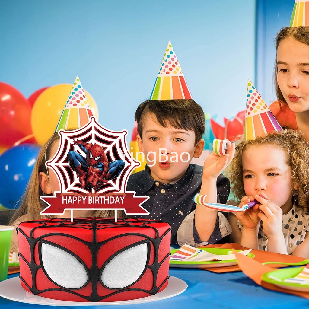 1 Bộ Phụ Kiện Trang Trí Bánh Kem Hình Người Nhện