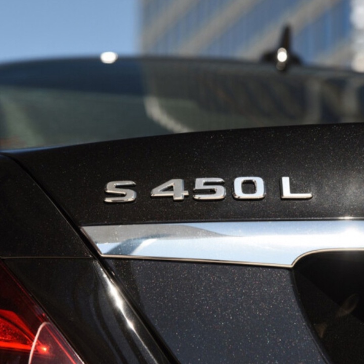 Decal tem chữ S400L, S450L và S500L dán đuôi xe ô tô Mercedes, chất liệu nhựa ABS