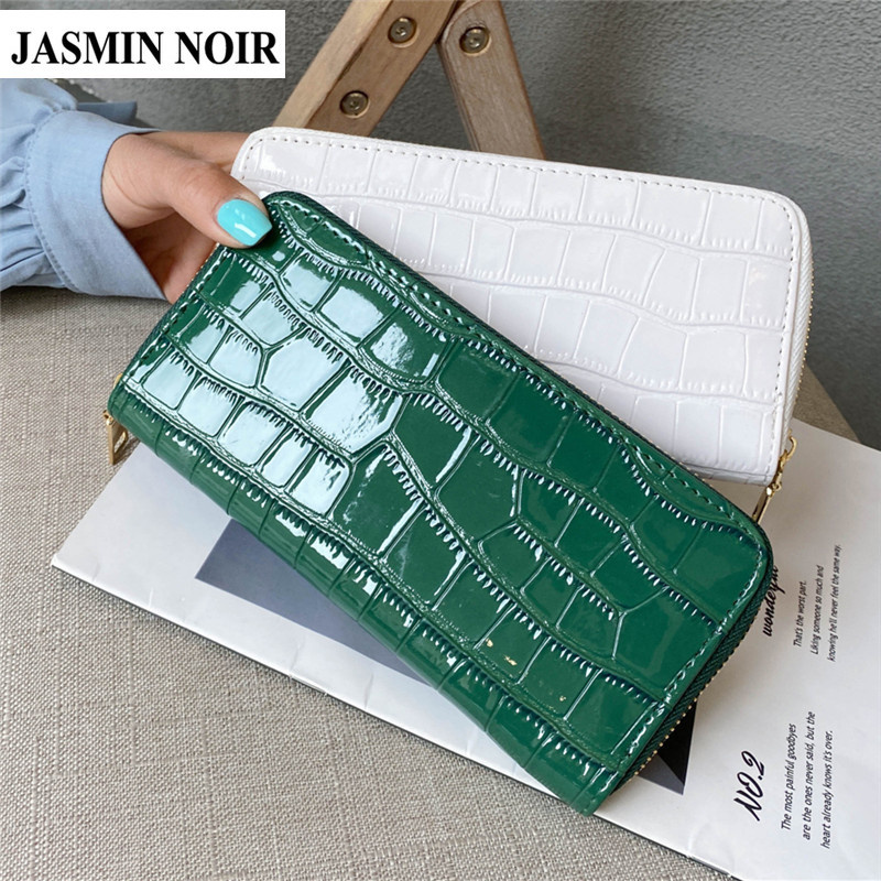 Ví JASMIN NOIR Dáng Dài Giả Da Cá Sấu Phối Khóa Kéo Phong Cách Retro Cá Tính Cho Nữ
