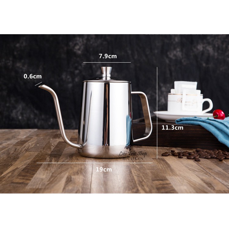 Bình cổ ngỗng bình drip pha cà phê cafe ấm cổ ngỗng vòi dài 600ml