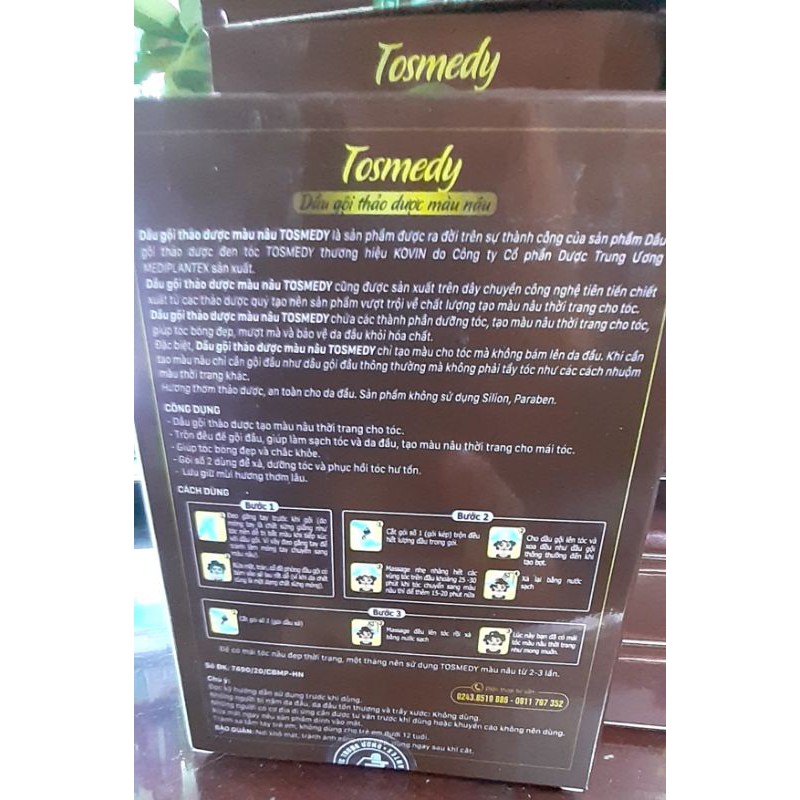 DẦU GỘI THẢO DƯỢC TOSMEDY MÀU NÂU mới Hộp 2 gói 40+20ml