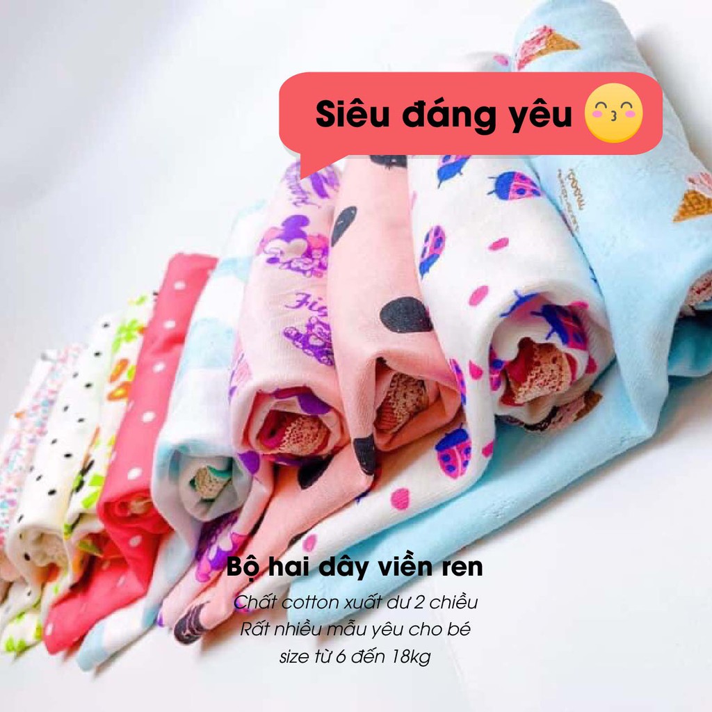 [HÀNG KHÔNG ĐẸP  HOÀN TIỀN]Bộ hai dây quần chip COTTON XUẤT DƯ siêu yêu bé gái size (2-8T)