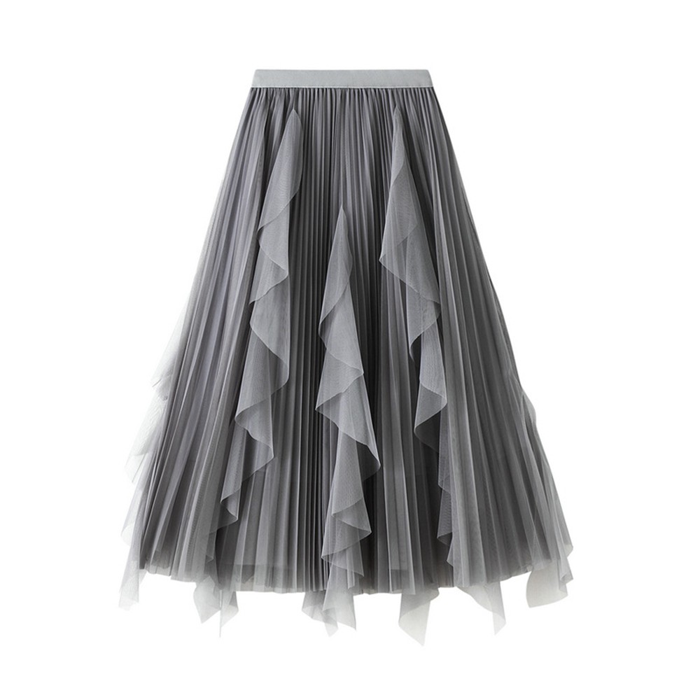 Chân váy lưới xếp ly viền rộng lưng cao thời trang cho nữ (0889)