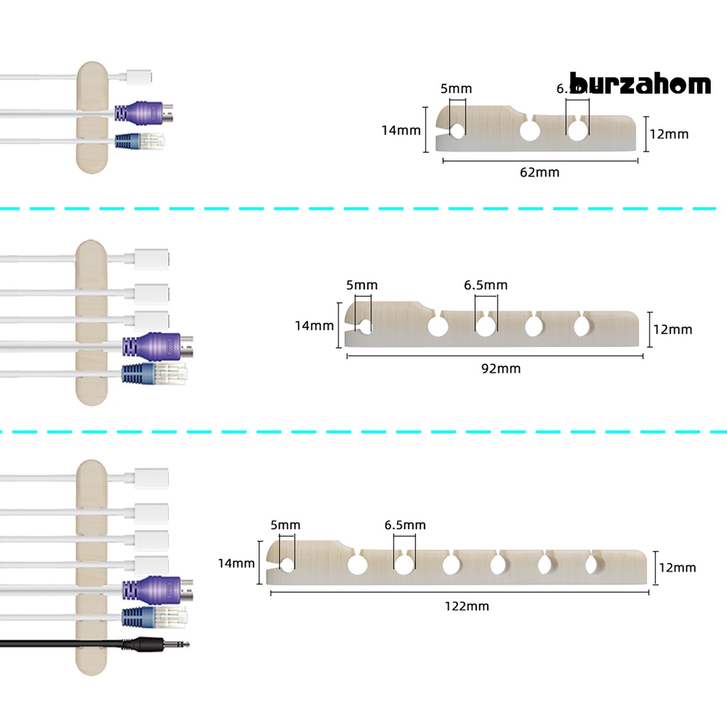 Kẹp Giữ Dây Cáp Bằng Silicone 3/5/7 Lỗ Dán Bàn Làm Việc Tiện Lợi