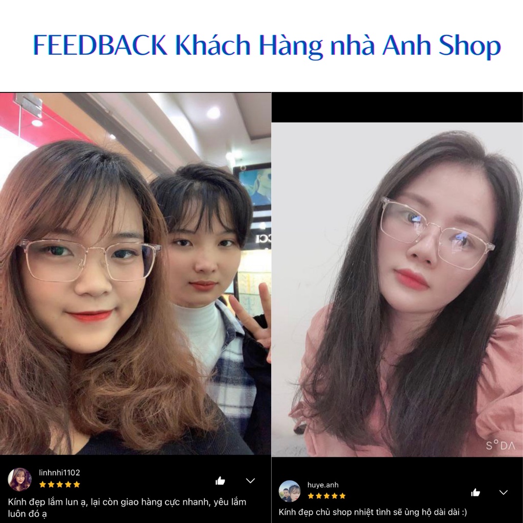 Kính vuông thời trang nam nữ chất liệu khung kính kim loại kết hợp gọng kính nhựa dẻo bền đẹp phụ kiện  2723A