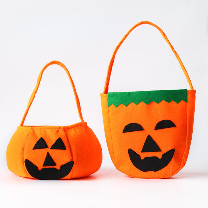 Túi Đựng Kẹo Halloween Hình Bí Ngô Ba Chiều Bằng Vải Không Dệt