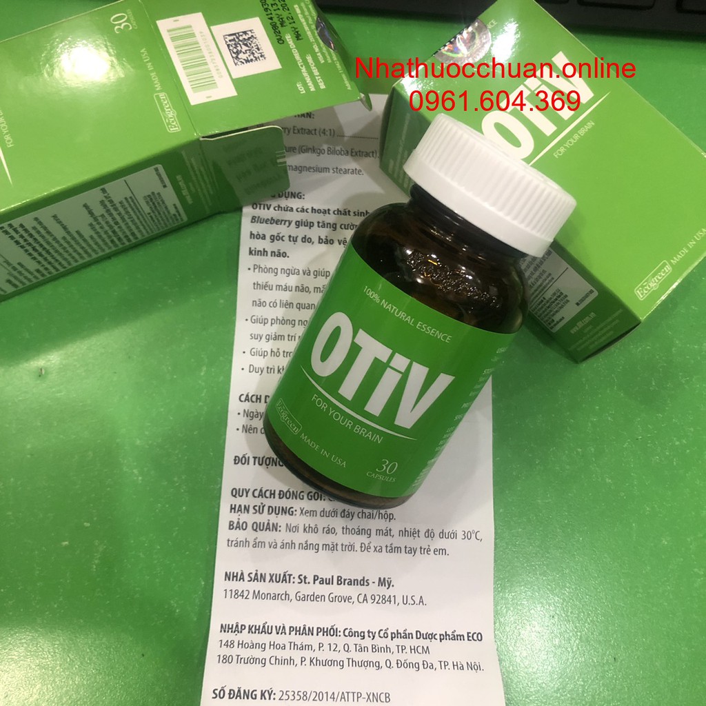 OTIV giúp giảm đau đầu , đau nửa đầu và mất ngủ  ( Hộp 30 viên -hàng chính hãng có tem chống hàng giả)