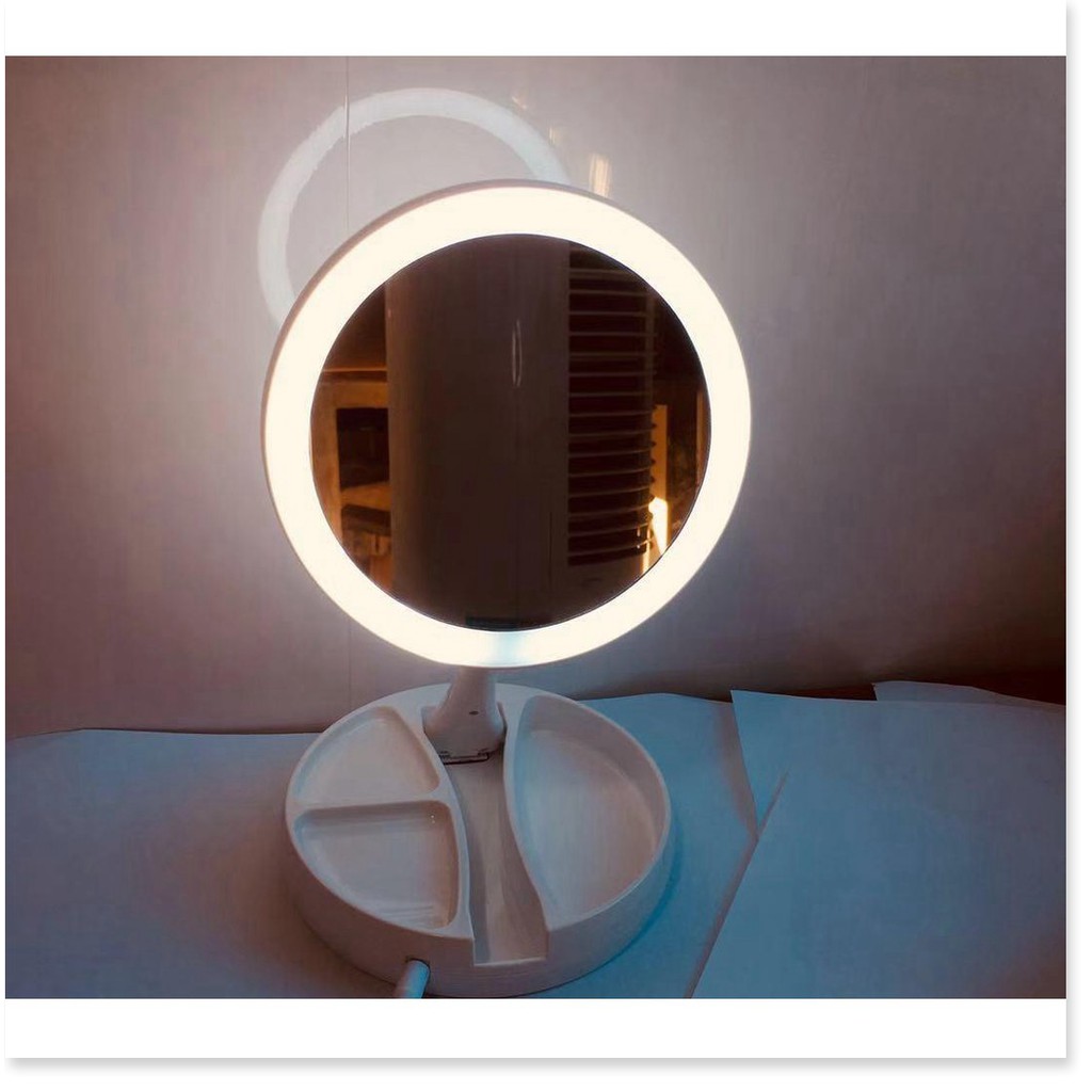 Gương trang điểm BH 1 THÁNG   Gương đèn led trang điểm gấp có đèn led tiện lợi, có thể đứng vững hoặc gấp gọn 6638