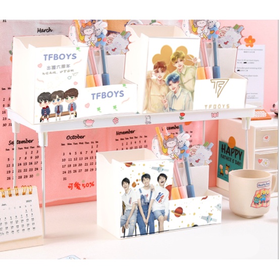 Ống cắm bút vuông pastel ftboys CBV6 ống đựng đồ tiêu chiến vương nhất bác trần tình lệnh cbiz dake duck gấu cherry