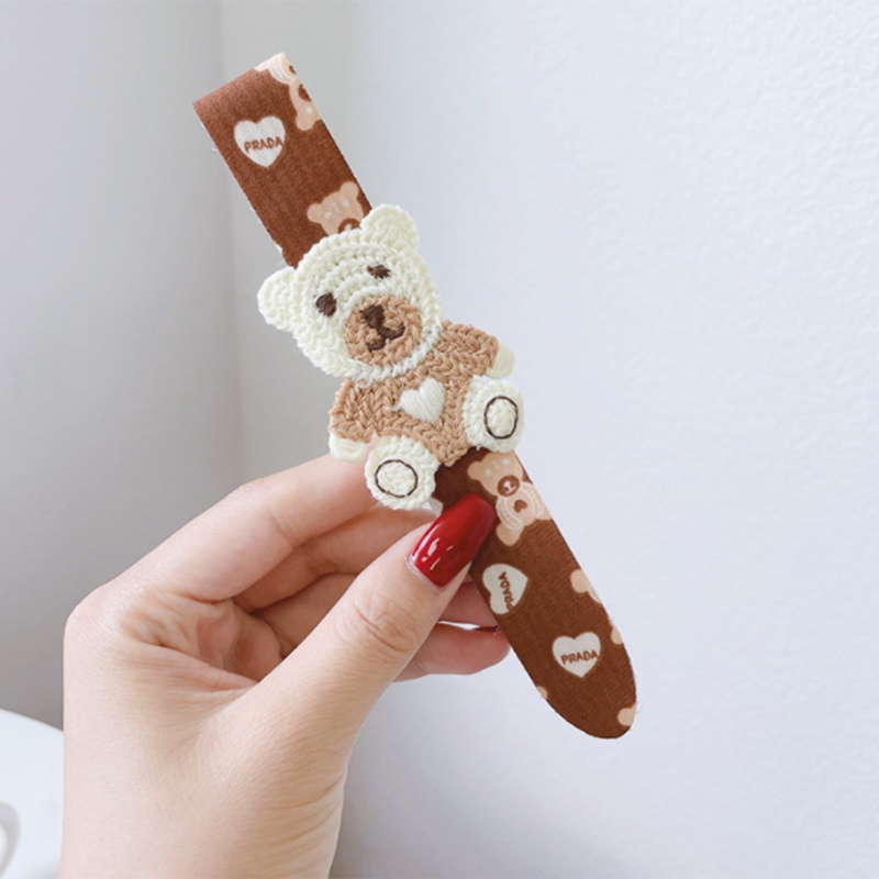 Flgo Băng Đô Handmade Mỏng In Họa Tiết Hoạt Hình Gấu Dễ Thương Thời Trang Cho Nữ