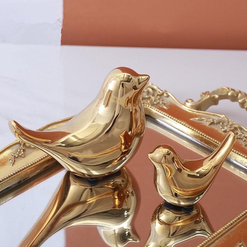 Gold Decorations Ceramic Golden Bird Figurines Abletop Decoration Home Decoration Accessories