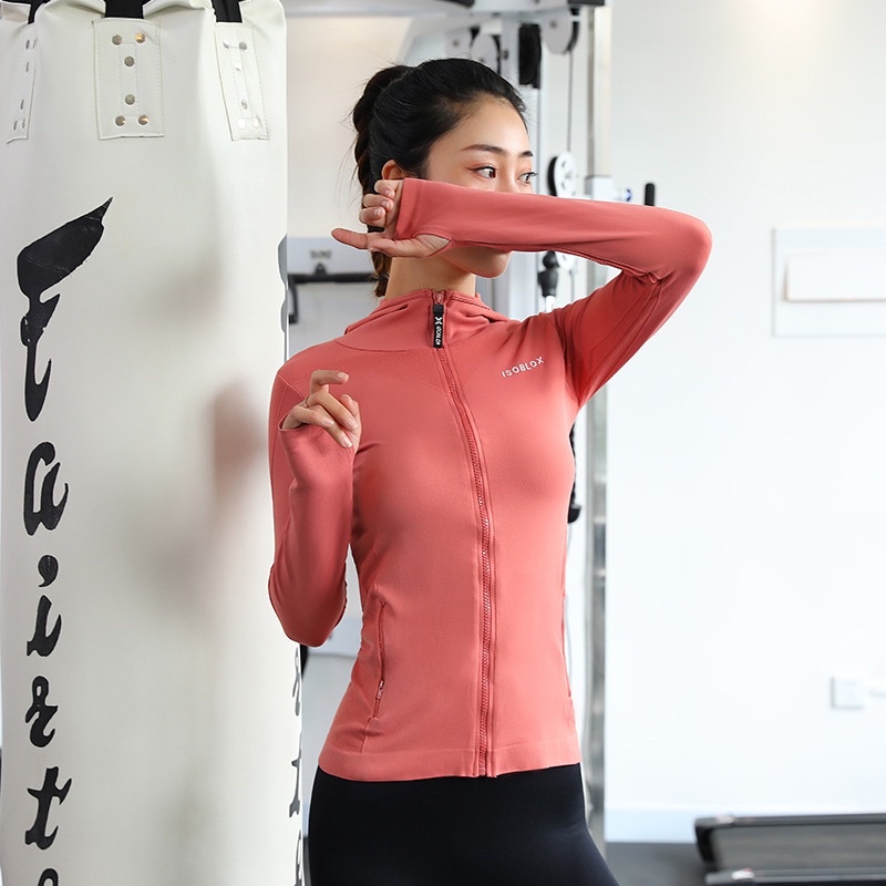 ÁO KHOÁC NỮ DỆT GÂN CÓ TÚI GYM,THỂ THAO,YOGA isoblox