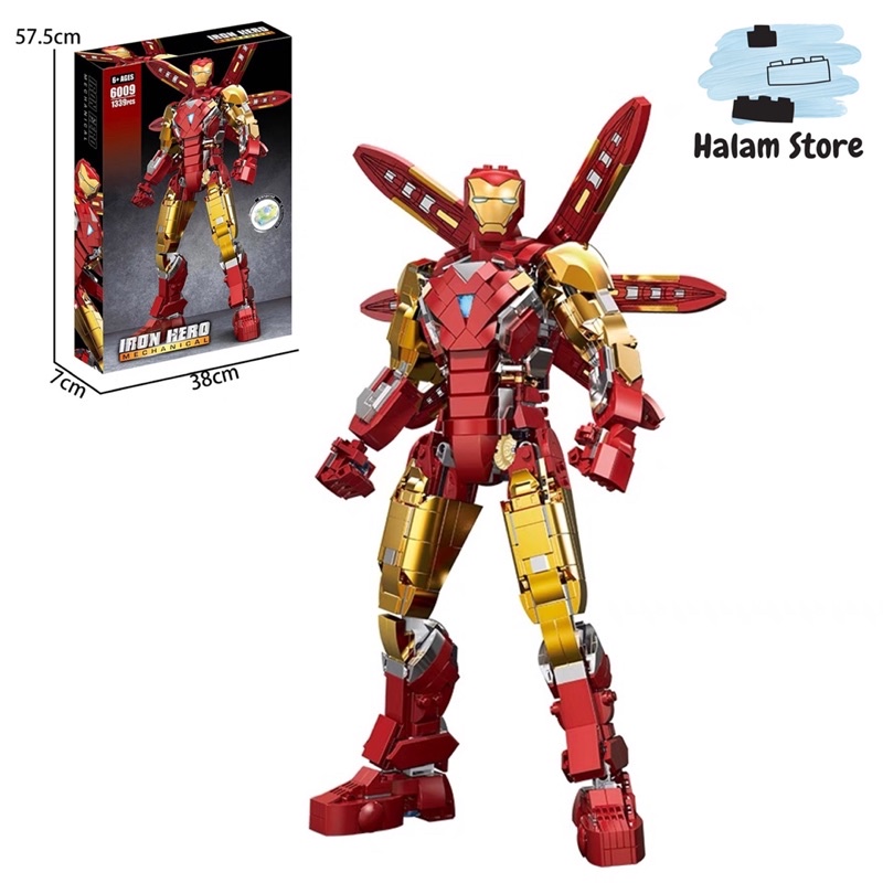 Có đèn LED - 6009 Mô hình Iron man MK85 đồ chơi lắp ráp Lego iron man bộ xếp hình Hulkbuster siêu anh hùng người sắt