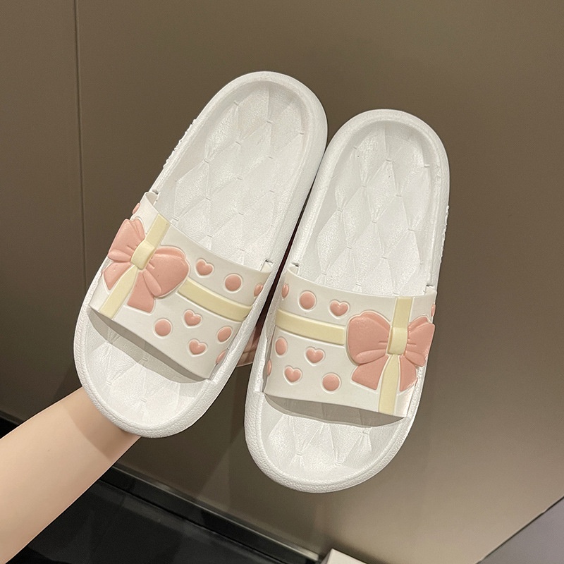 Dép bánh mì nơ cute độn đế 2cm - Chất liệu Cao Su trống trơn - Phong cách Hàn quốc 2001 STORE