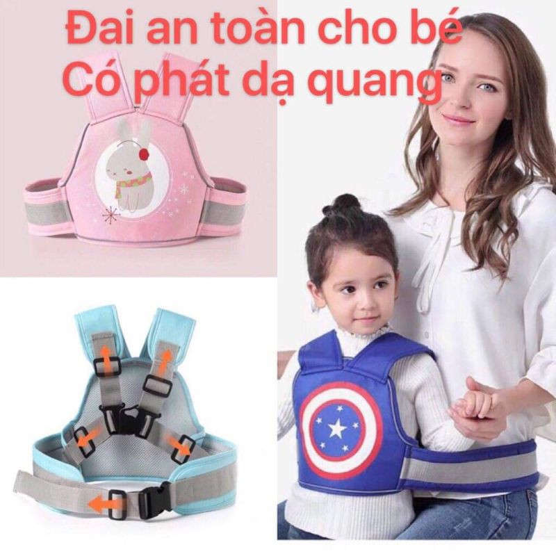 Ninikids: Đai an toàn cho bé đi xe máy CÓ DẠ QUANG an toàn khi đi đêm,