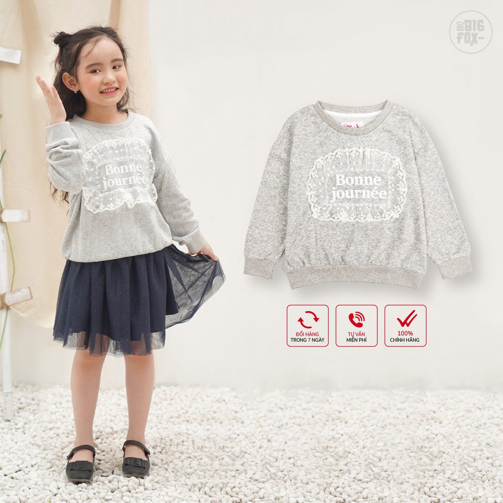 ☬Áo thu đông bé gái BIGFOX - MISS MEOW, nỉ cho dài tay size đại phối Ren Ngực 3,4,5,6,7,8,9,10,11 tuổi
