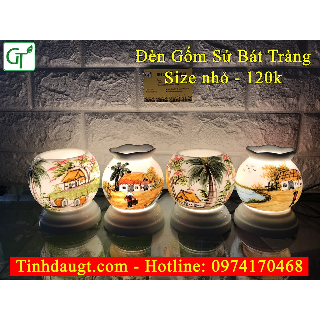 đèn tinh dầu FREESHIP Đèn Xông Tinh Dầu Gốm Sứ Bát Tràng Cao Cấp + Tặng Tinh Dầu Quế 10ml  + Tặng bóng dự phòng