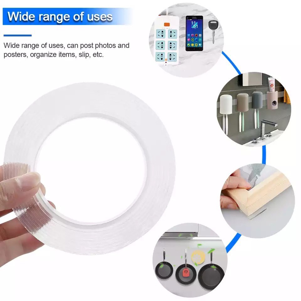 Hàng Loại 1-Băng Keo 2 Mặt Băng Keo Trong Suốt Chất Liệu Silicon Nano Siêu Dính Double Sided Sticking