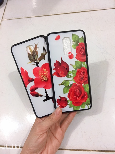 Ốp sam sung J8 (2018); A6 Plus hoa mầu đỏ