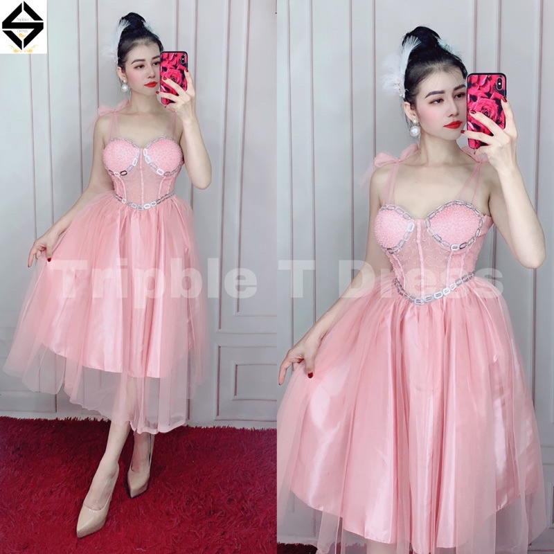 Đầm xoè dự tiệc công chúa TRIPBLE T DRESS kết đá cườm sang trọng- Size M/L (kèm ảnh/video thật) MS206V