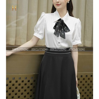 Áo lụa cổ nơ BB cộc tay HH Clothing