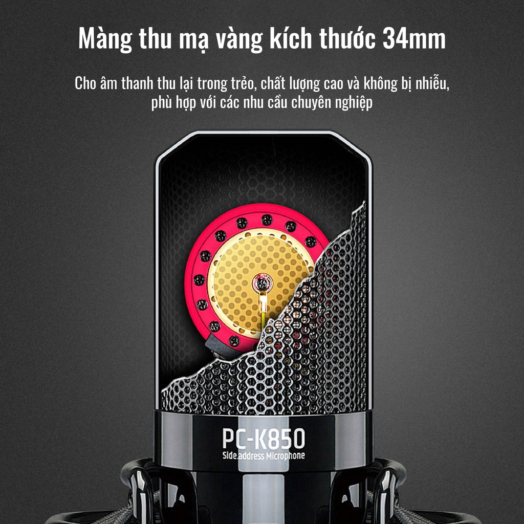 Mic Thu Âm Hát Livestream Karaoke Chuyên Nghiệp Takstar PC-K850 Chính Hãng Cao Cấp, Độ Nhạy Cao, Lọc Ồn Bảo Hành 12Tháng