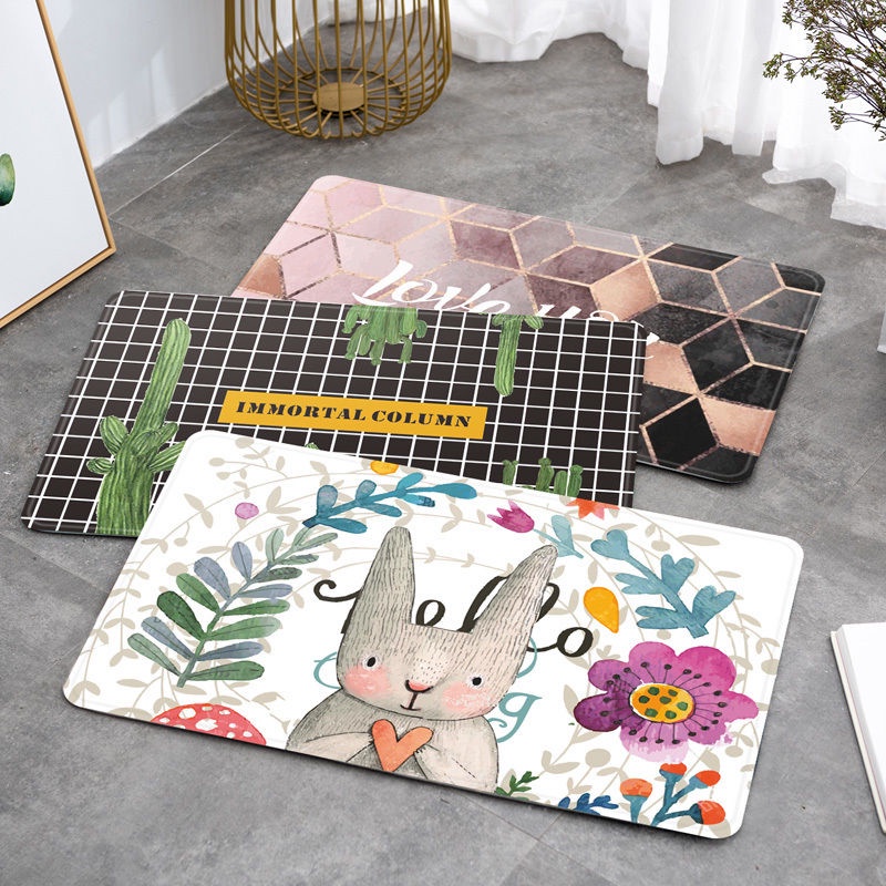 Thảm lót cửa chùi chân Vải Flannel Thấm Hút Tốt Chống Trượt Nhanh Khô Tiện Dụng