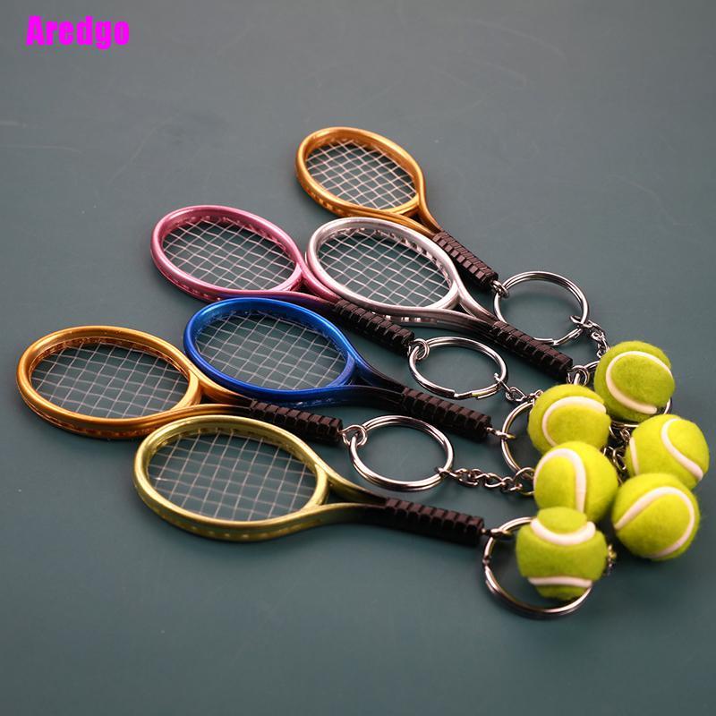 Móc khóa mặt dây mô phỏng hình vợt tennis mini dễ thương