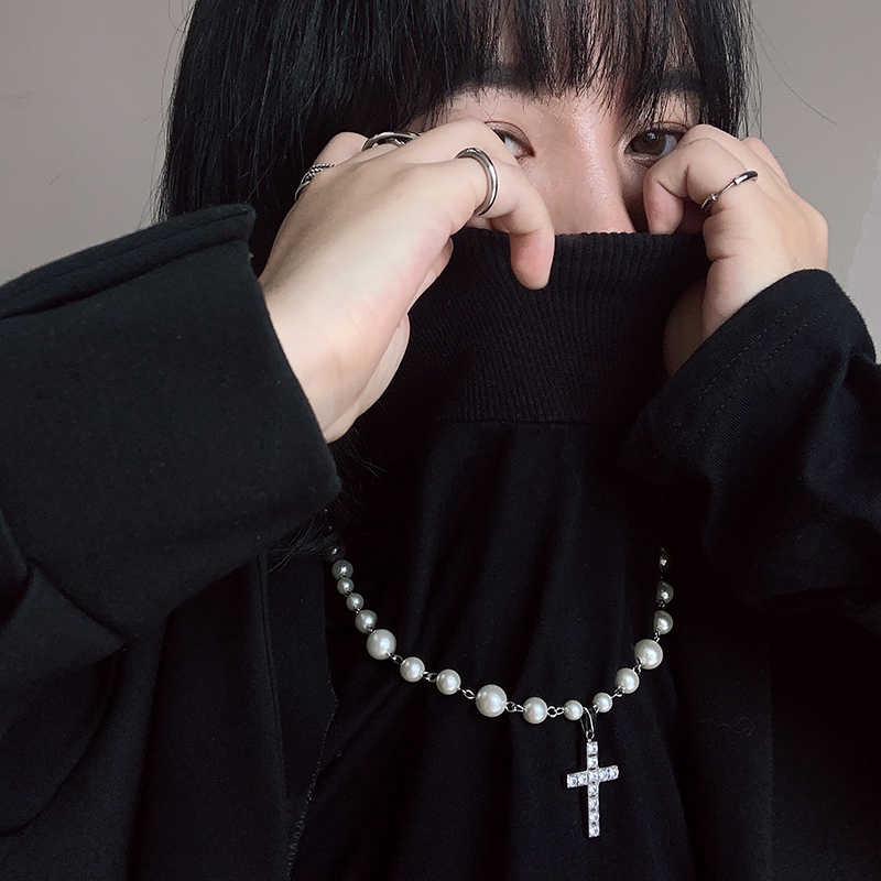 Dây Chuyền Hạt Ngọc Mặt Chữ Thập Thánh Giá Đính Đá Phong Cách Nhật Bản và Hàn Quốc xu hướng 2021