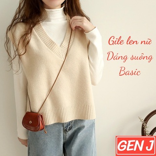 Áo gile len nữ mỏng cổ tim chất đẹp - Gen J - 03