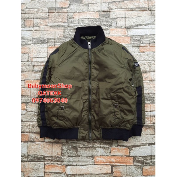 Áo Khoác Bomber Bé Trai Xanh Rêu Dư Xịn
