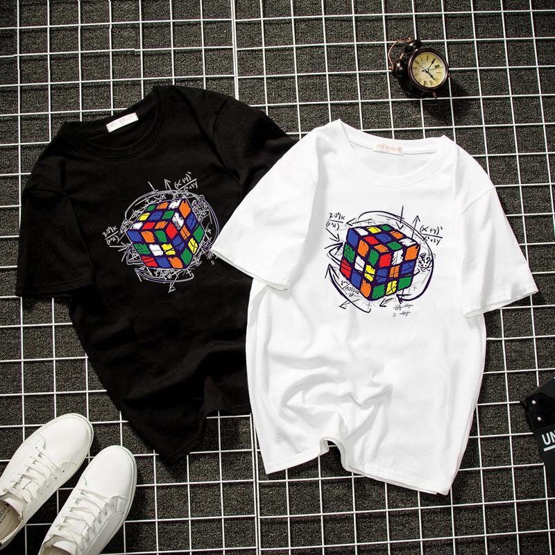 ÁO THUN COTTON PHOM RỘNG IN HÌNH ĐỒ HỌA RUBIC