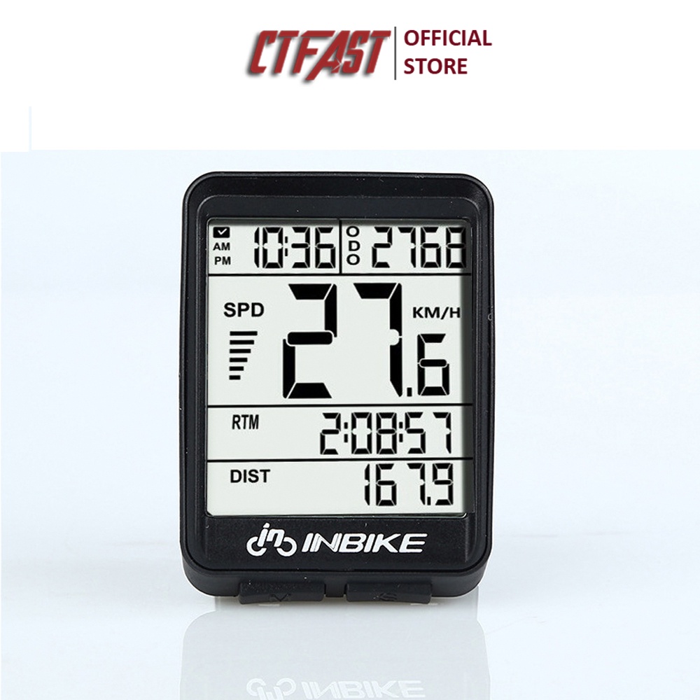 Đồng hồ xe đạp không dây CTFAST-INBIKE đo vận tốc, quãng đường, thời gian màn hình LCD chống nước