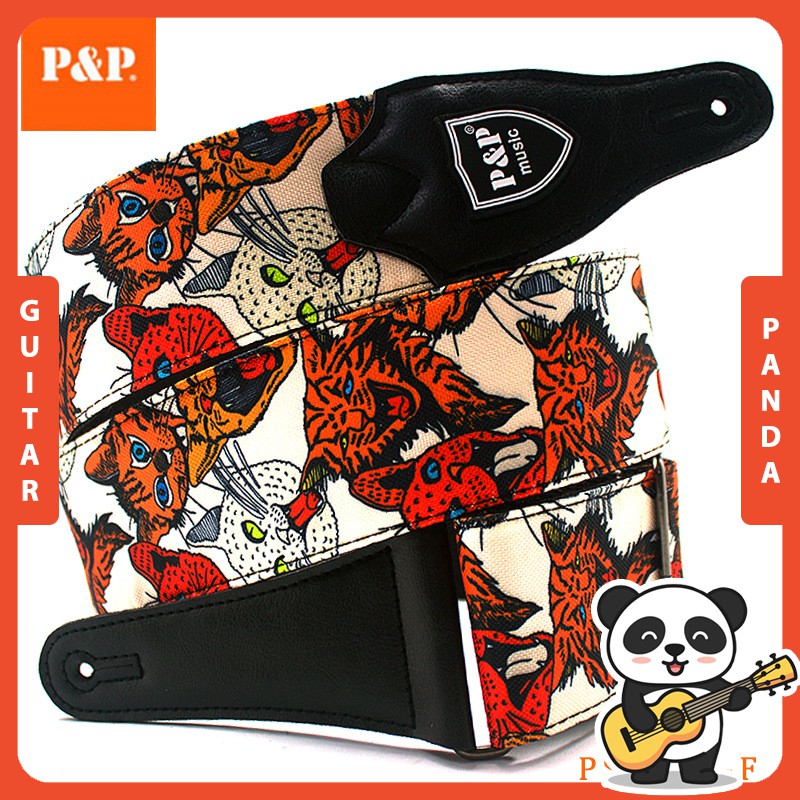 Dây Đeo Đàn Guitar P&amp;P Vải Cao Cấp 10 Mẫu Cá Tính Guitar Panda