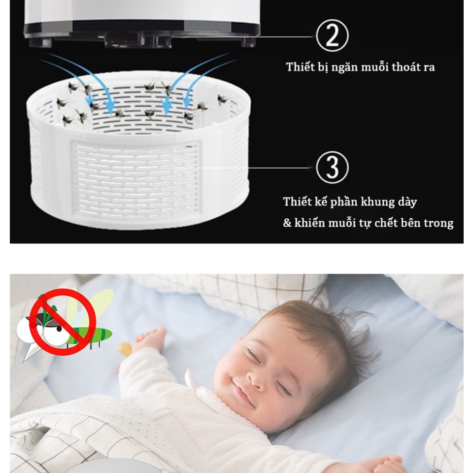 Đèn Bắt Muỗi Cao Cấp , Đèn bẫy muỗi, máy diệt muỗi Mosquito Killing kiêm đèn ngủ chống lóa mắt Bảo Hành 12 Tháng