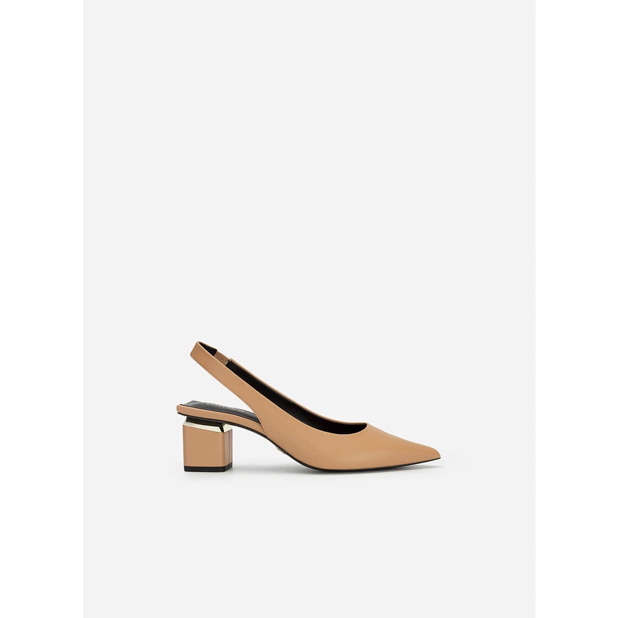 Vascara GIÀY SLINGBACK BÍT MŨI NHỌN GÓT TRỤ CUT-OUT - BMN 0531 - MÀU BE