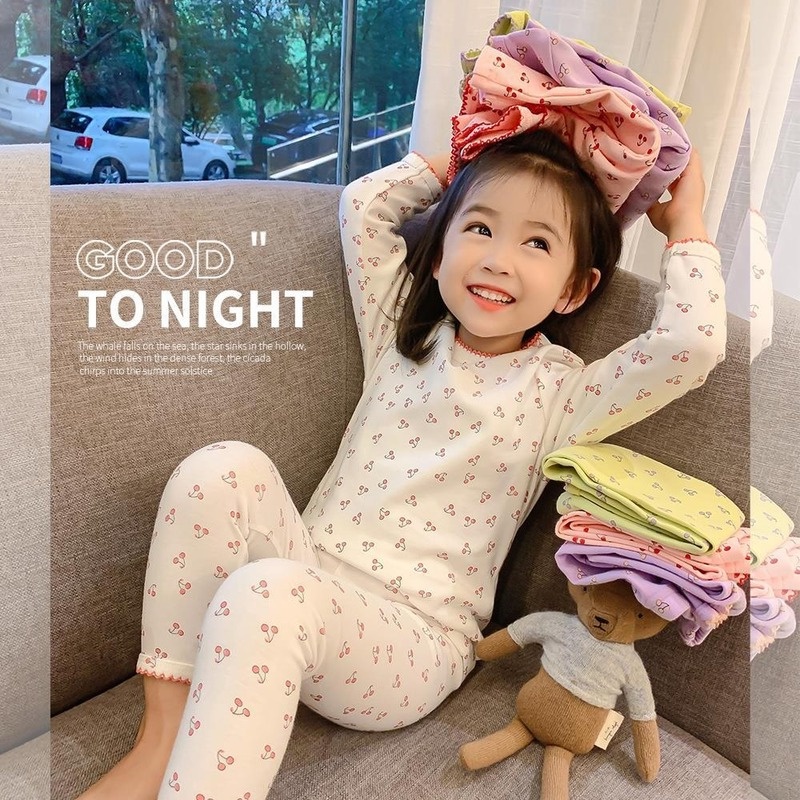 Bộ đồ ngủ in hình hoạt hình phong cách Hàn Quốc dành cho bé gái
