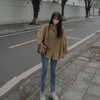 Áo sơ mi form rộng chất lụa tay bồng
