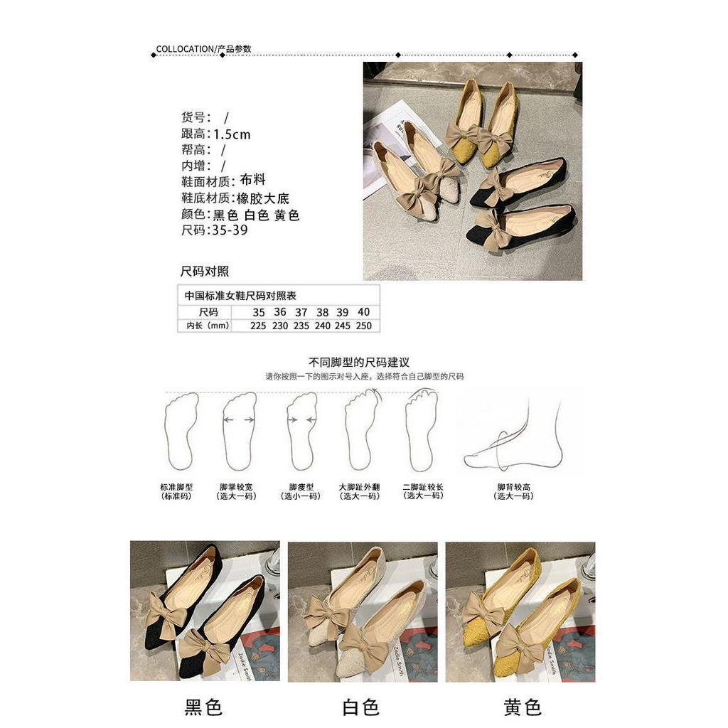 Giày Búp Bê Mũi Nhọn Phối Nơ Thời Trang 2021 Cho Nữ