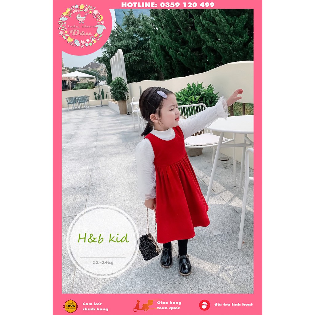 Set váy len nhung thu đông H&B kids mẫu 2020 cho bé gái