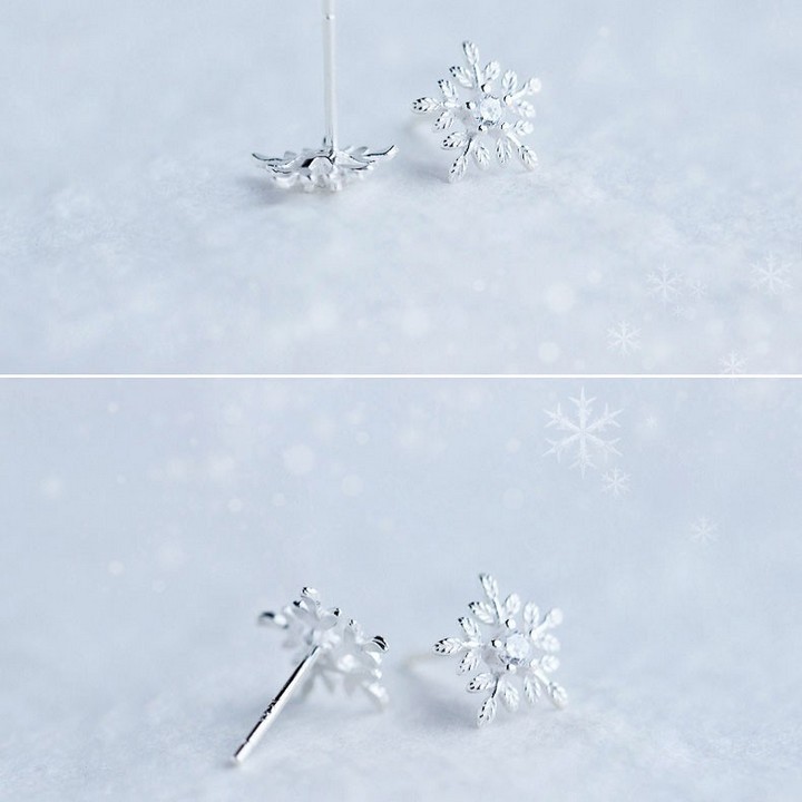(4 mẫu) Bông tai hoa tuyết xinh xắn khuyên tai thời trang khuyên tai Hàn Quốc dễ thương xinh xắn không han gỉ