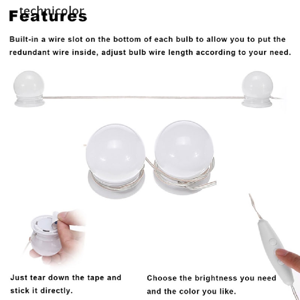 Bộ Bóng Đèn LED Gắn Gương Trang Điểm Phong Cách Hollywood