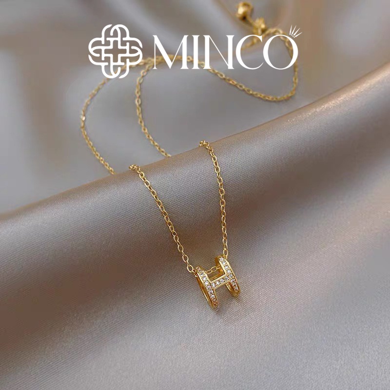 Dây chuyền nữ Minco Accessories đính đá chữ H thời trang phong cách Hàn Quốc DT61