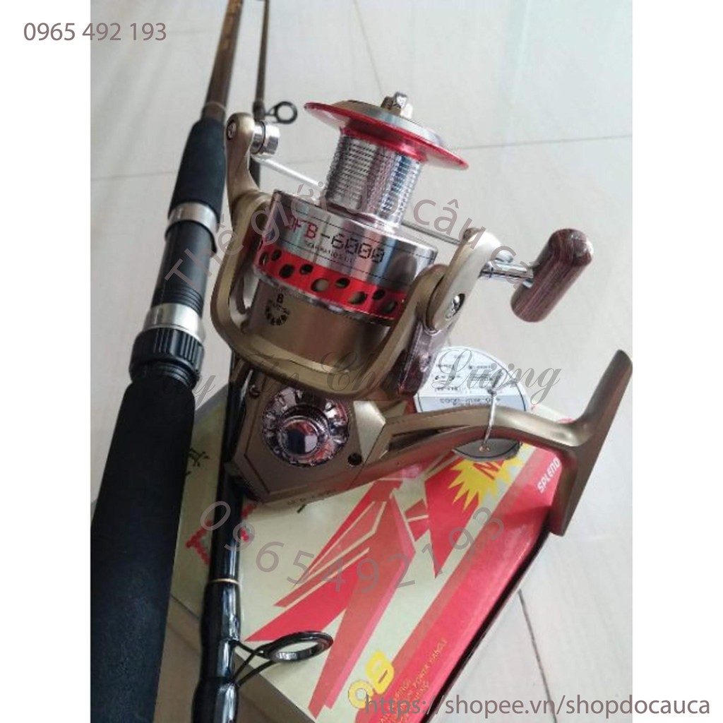 Bộ cần câu cá daiwa 2 khúc rỗng 2m7 máy yolo dfb6000 ( rẻ vô địch )