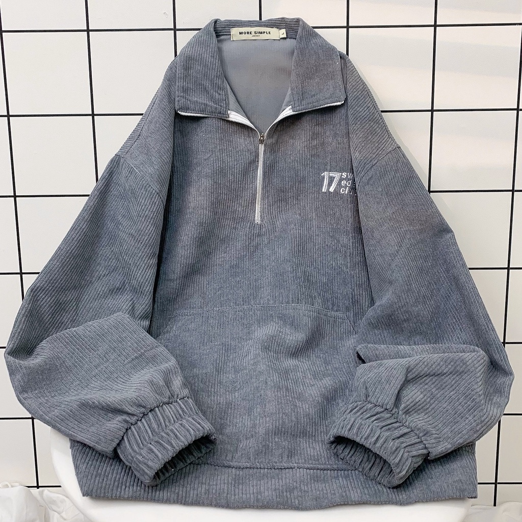 Áo Sweater Nữ Form Rộng 17MM Vải Nhung Gân Phong Cách Ulzzang – Tuni Store