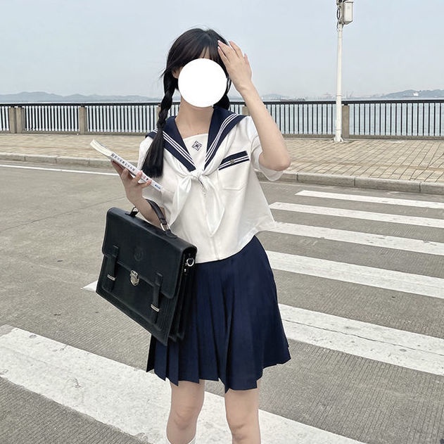 Bộ Áo Sơ Mi Ngắn Tay Dáng Rộng + Chân Váy Ngắn Phong Cách Thủy Thủ Nhật Bản Thời Trang Mùa Hè Cho Nữ